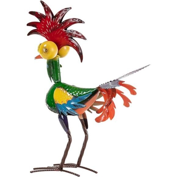 Alpine Corporation 18" Tall Indoor/Outdoor Wacky Metal Rooster Yard Statue - Picture 5 of 7